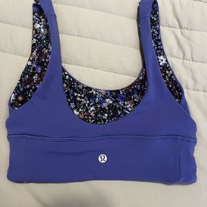 LIKE NEW Lululemon Floral and Purple Reversible Sports Bra size 4